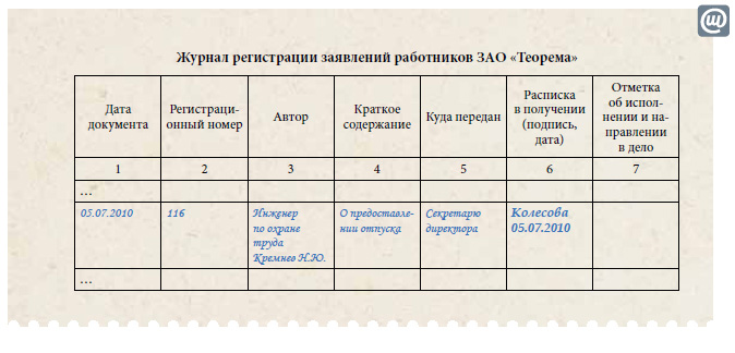 если Регистрация заявлений работников Потому