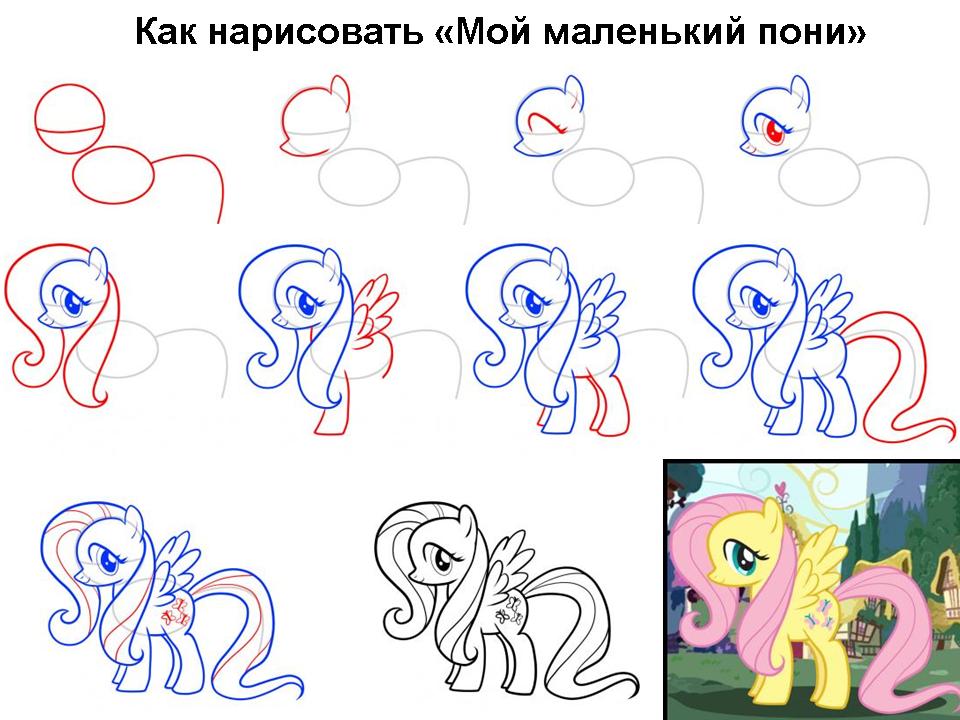 Как нарисовать простую пони поэтапно Как нарисовать простую пони поэтапно