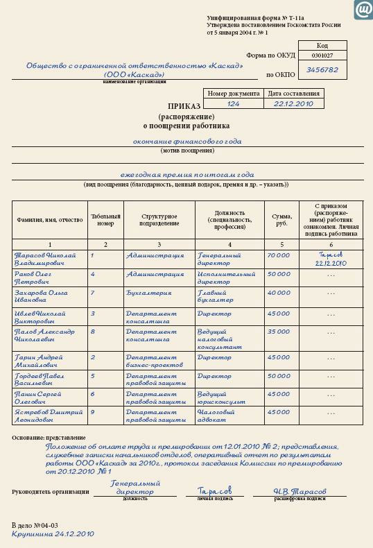 Образец приказа на премию к новому году Образец приказа на премию к новому году