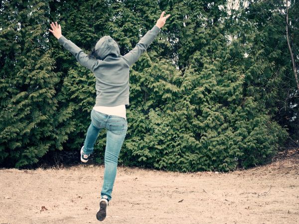 happy jumping
