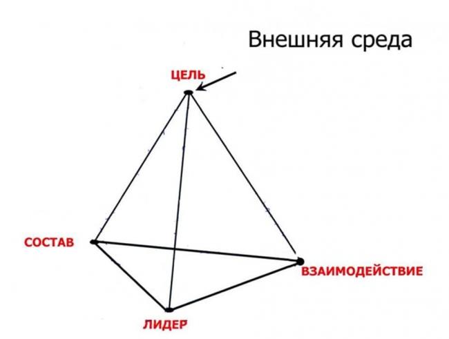 Модель команды, которую предложил Институт тренинга (СПб) в 2002 году.